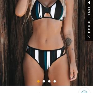 Black and white stripes bikini